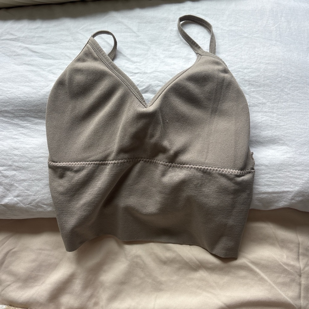Seamless Ribbed Bralette Cami - Taupe